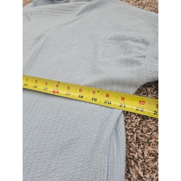 Tahari Sport Blue Ribbed Cowl Neck Pullover L Cozy Layered Knit Sweater Athletic - Picture 8 of 8